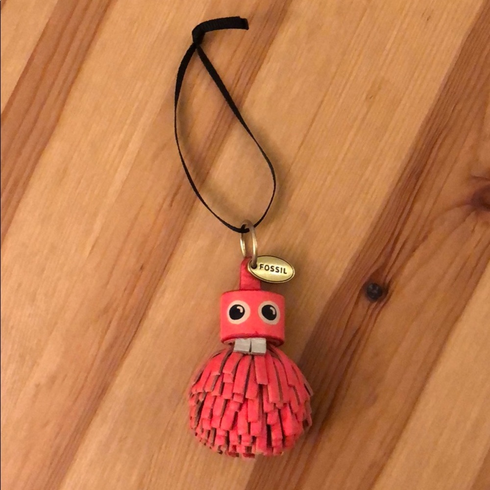Fossil Pink Tassel Monster Ornament Bag Charm